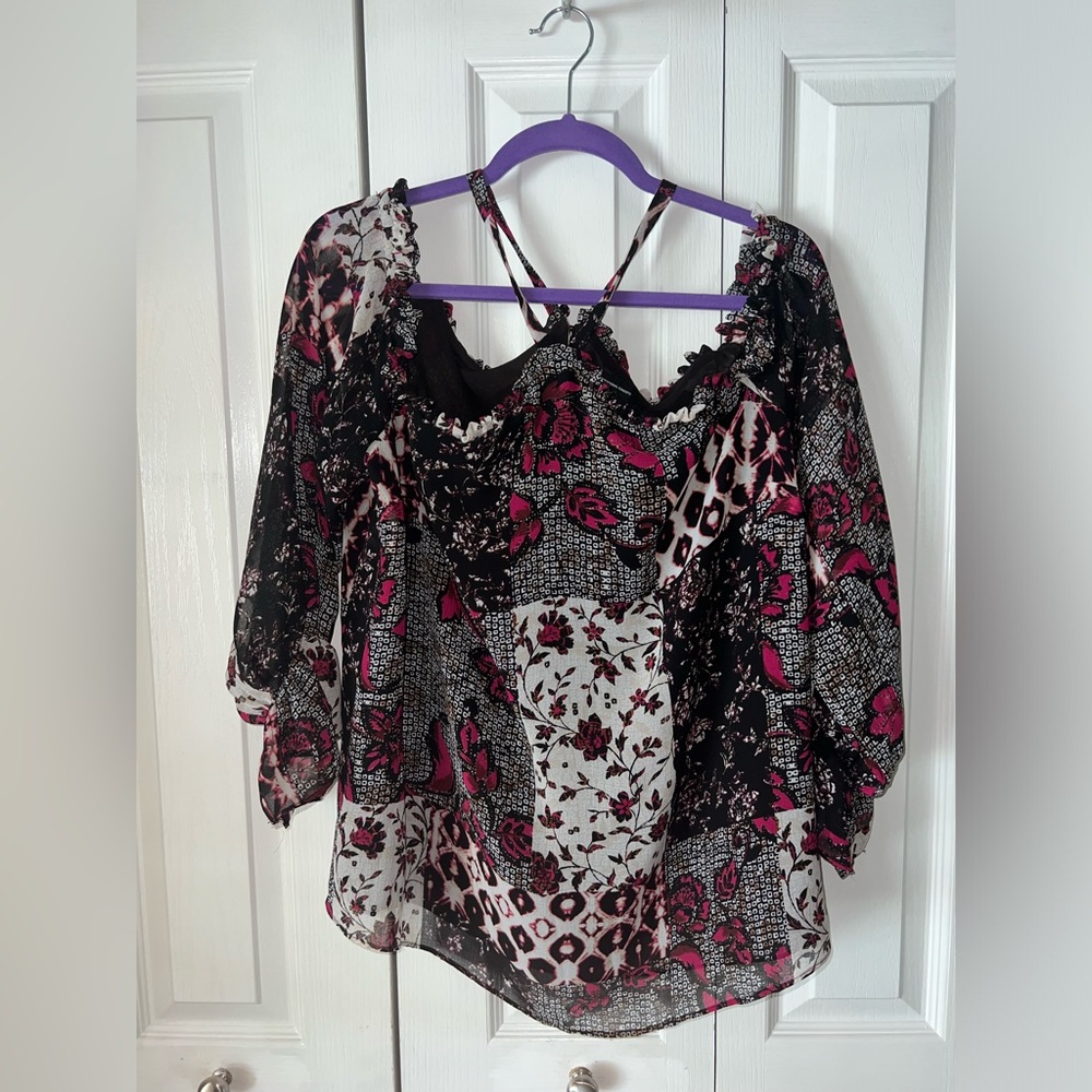 INC International Concepts Cold Shoulder Blouse 1X